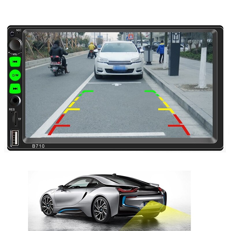 Estéreo de coche de doble Din con Bluetooth 7 pulgadas prensa Sn estéreo de coche con enlace coche Radio compatible con Control de volante nosotros