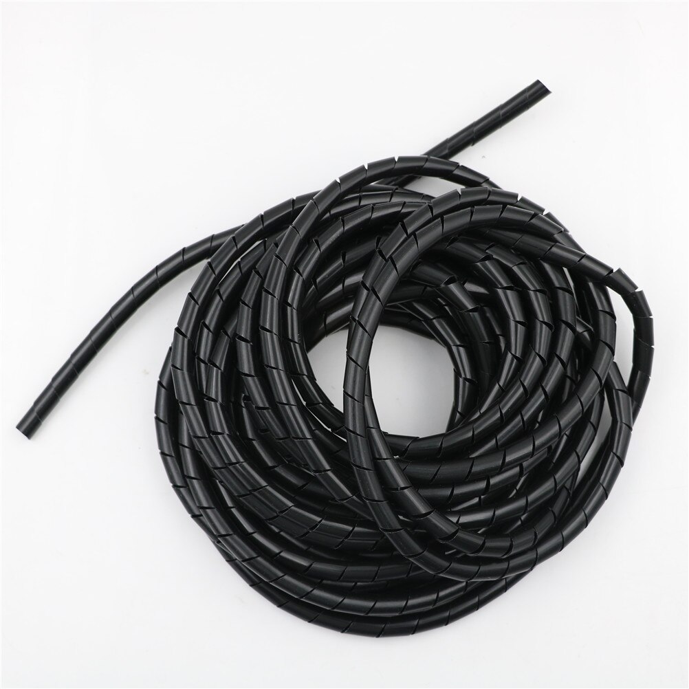 6.5m 12mm sort wire spiral wrap ærmebånd rør kabel wire protector sort hvid 1pc: Sort