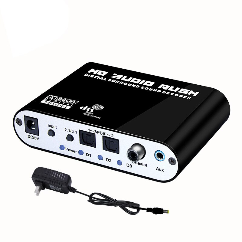 5.1CH o Rush Digital Sound Decoder Converter - Optical SPDIF/ Coaxial Dolby AC3 DTS Stereo to 5.1CH Analog o(EU Plug)