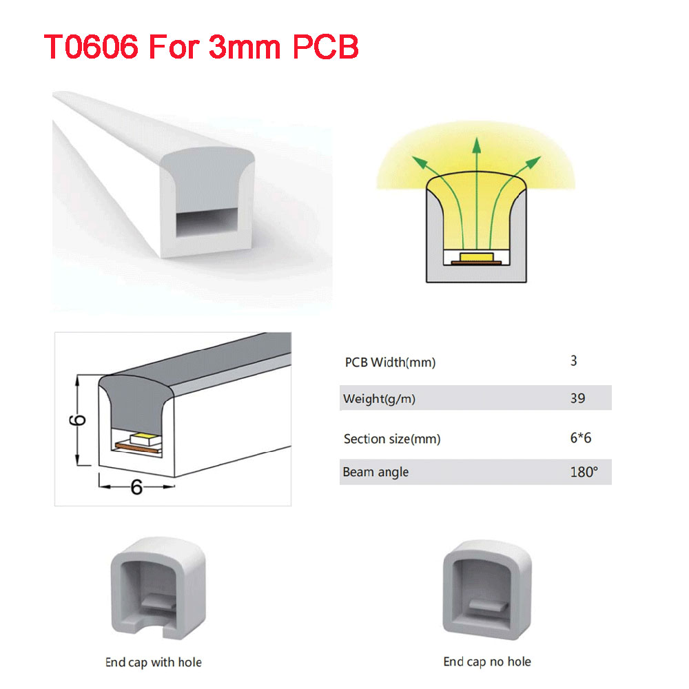 Tube de lampe néon souple LED, gel de pton flexible, bande lumineuse adressable, étanche IP67, WS2812B, WS2811, SK6812: Émettant Color7 / 1m