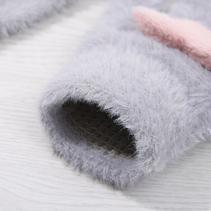Vrouwen Roze Handschoenen Fluffy Pluche Handschoenen Winter Volledige Finger Handschoenen Liefde Hart Dikke Wanten Meisjes Warm Touchscreen Handschoen