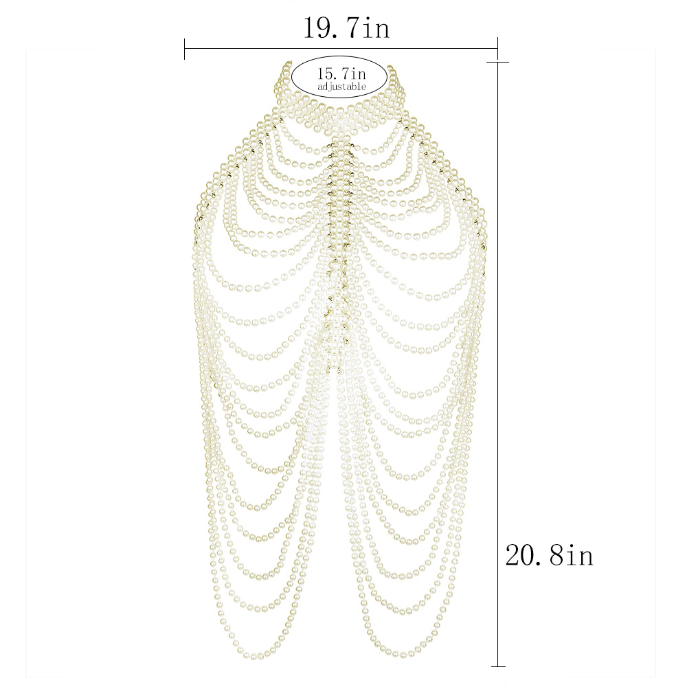 Collares sexis de chal de perlas para mujer, Collar de hombro, colgantes de cadena larga, collares, cadena de suéter, accesorios de joyería para vestido de novia