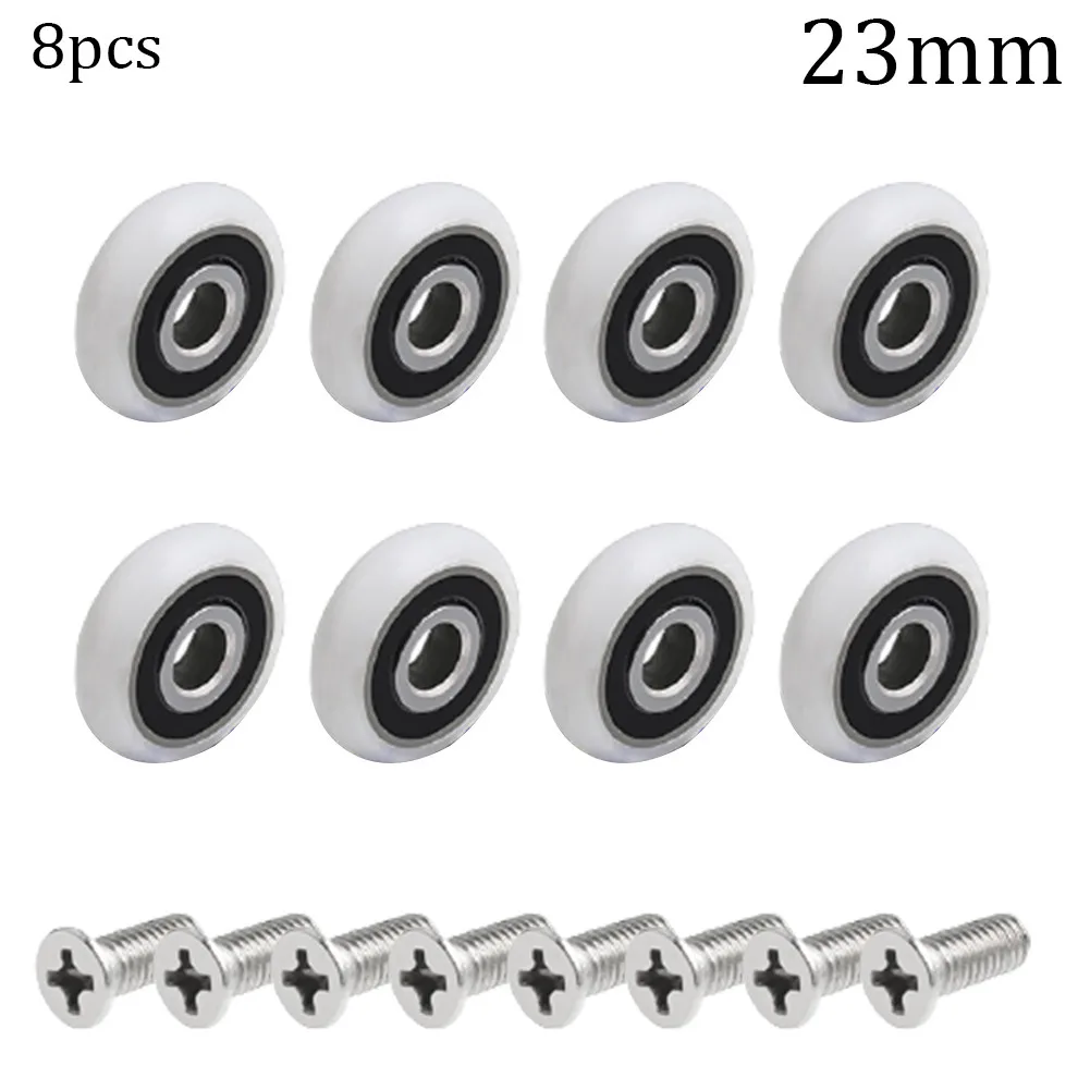 8 Stuks Douchedeur Roller Op Lagers Bad Kast Runner Wielen 19/23/25 Mm Katrol Schuifdeur kledingkast Koffer Meubels Thuis: Zilver