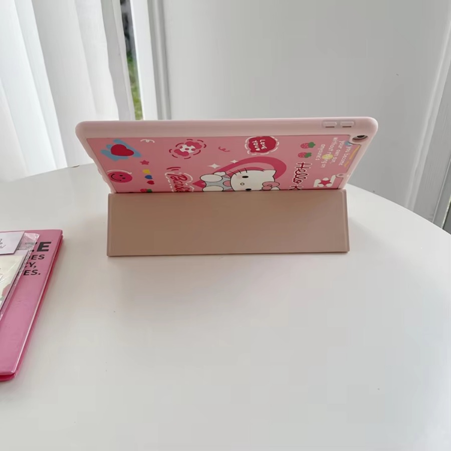 Custodia protettiva per tavoletta 3D carino cartone animato auto veglia/dormire tripla pieghevole in TPU rosa per IPad 9th gen 10.2 pollici per ragazze donne