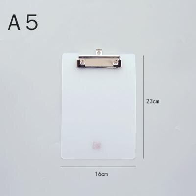size board hard board white pink blue backing board plate PP Writing plate A5 Transparent Plastic File Folder: A5White