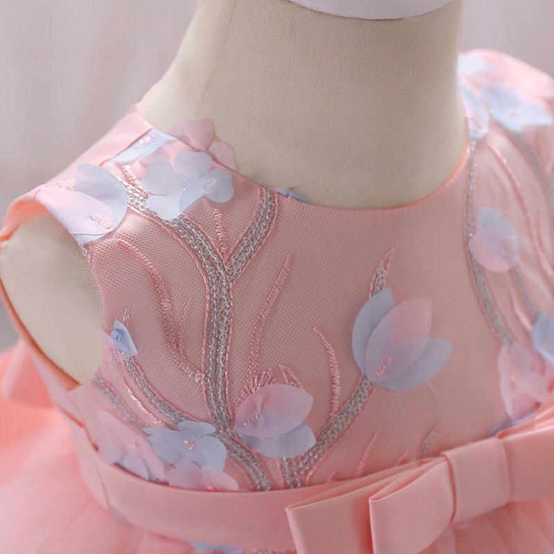 Mädchen-Kleid Mit Blumen-Fliege – ärmellos, Rosa, Knielang, Perfekt Für Hochzeiten, Partys & Festliche Anlässe