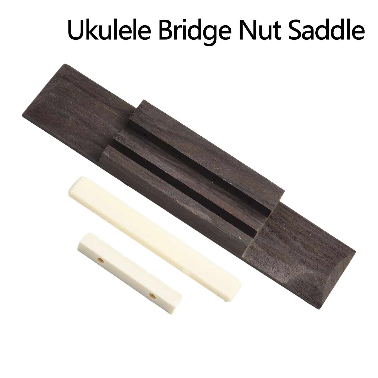 3 stks/set Ukelele Palissander Brug & Moer En Zadel Ingelast Voor Gitaar Ukelele Onderdelen Palissander (brug); Kunststof (zadel & moer)