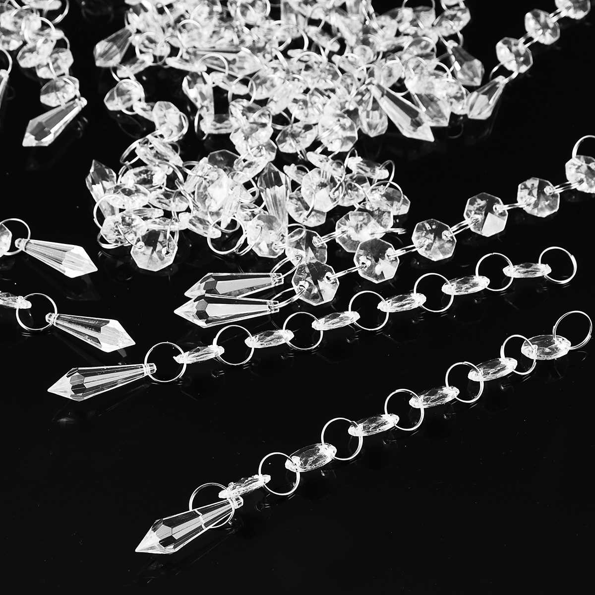 Beebel Kristall-Kronleuchter-Perlen Aus K9-Glas – 6 Stränge à 3,3 Fuß, Klare Facettierte Oktagon-Perlen, Deko Für Leuchter & Hochzeit