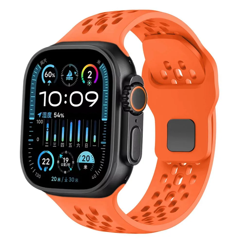 Sports silikonerem til apple watch band 46mm 45mm 44mm 42mm 49mm 41mm 40mm armbånd iwatch serie 10 ultra 9 8 7 6 5 4 se: Sort gul / 12mm