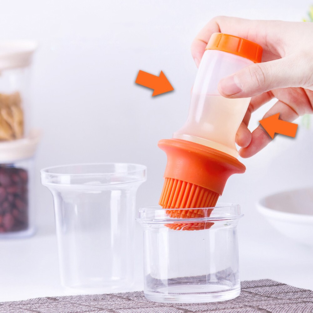 Cuisine Silicone Brosse À Huile avec Couvercle et Bouteille Barbecue Bidon D'huile résistant à la Chaleur À Badigeonner Barbecue Cuisson Assaisonnement Brosses