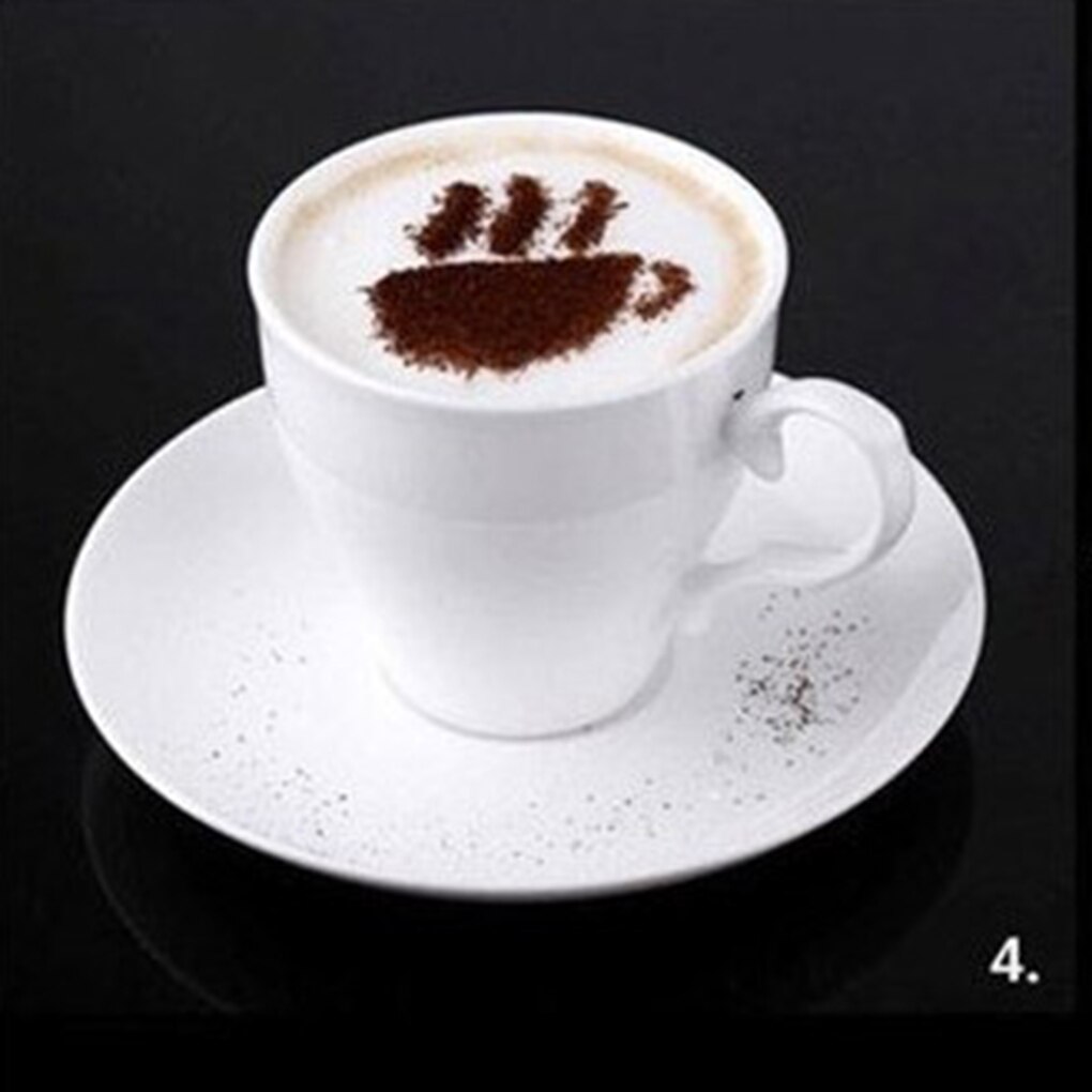 16pcs Plastic Cappuccino Latte Art Coffee Stencil Barista Sugar Chocolate Template Decor Coffeeware Cafe Kitchen Tools