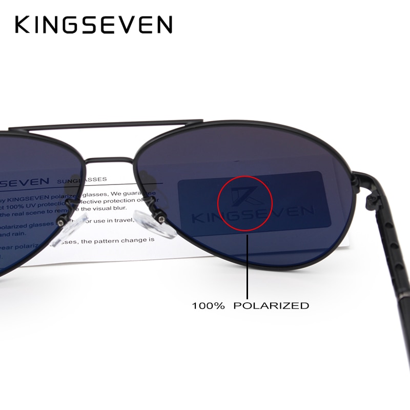 KINGSEVEN Brand Pilot Sunglasses Men and Women Polarized Mirror Hollow Frame UV Glass Goggles For Driving Fishing N7866