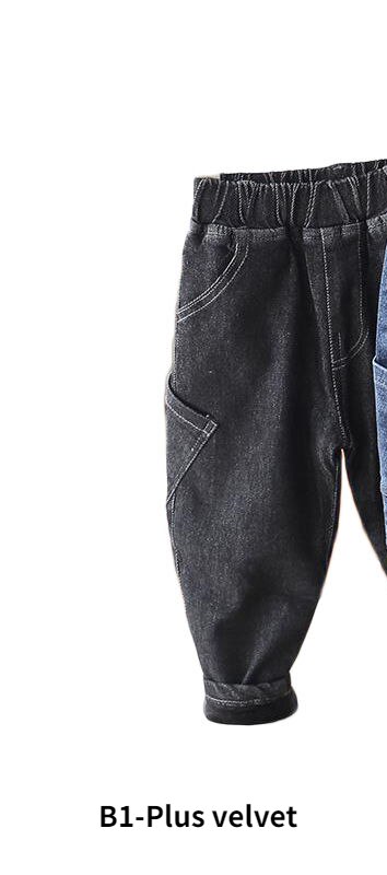 Jongens Meisjes Plus Fluwelen Jeans Herfst/Winter Dikke Broek Baby Koreaanse Casual Warm Harembroek Baby Boy Broek Unisex kleding: B1-plus velvet / Size 120