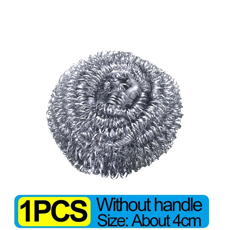 Stainless Steel Kitchen Pot Brush with Handles Dishwashing Wire Ball Heavy Duty Metal Scrubber Household Pot Pan Cleaning Tools: Burgundy