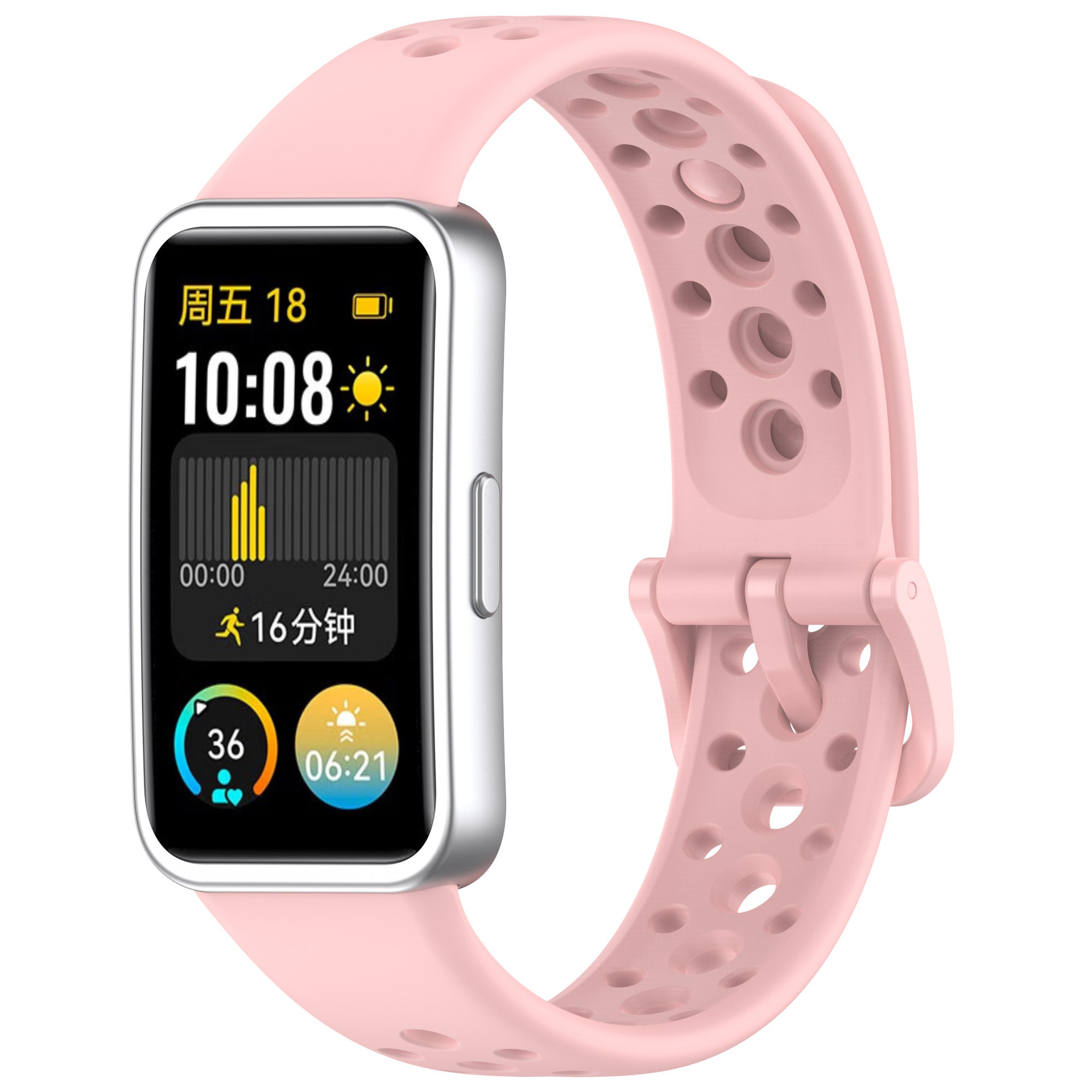 Bracelet Silicone De Remplacement Pour Huawei Band 10/9/8 - Sportif, Respirant, Ajustable - Noir - Compatible Avec Les Modèles De Montre Huawei - 9