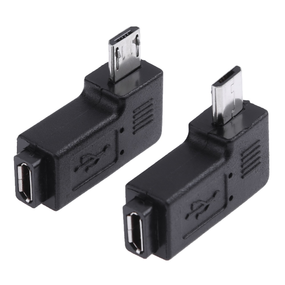 2 uds 90 grados ángulo recto Micro USB conector hembra a Micro USB conector adaptador macho en forma de L Micro USB convertidor de macho a hembra