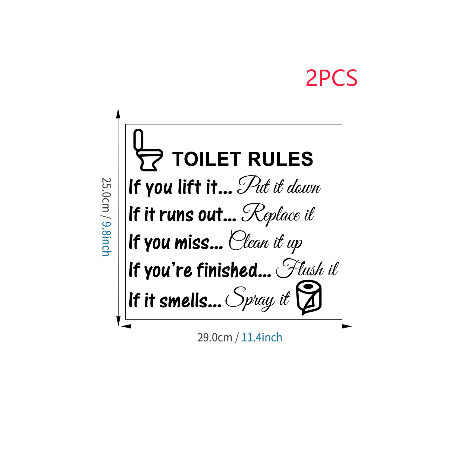Toiletregels Badkamer Muurdecoratie Stickers, DIY Verwijderbare Vinyl Art Badkamer Decoratie Muur Citaten Stickers Bord Voor Deur Woonkamer: Blauw