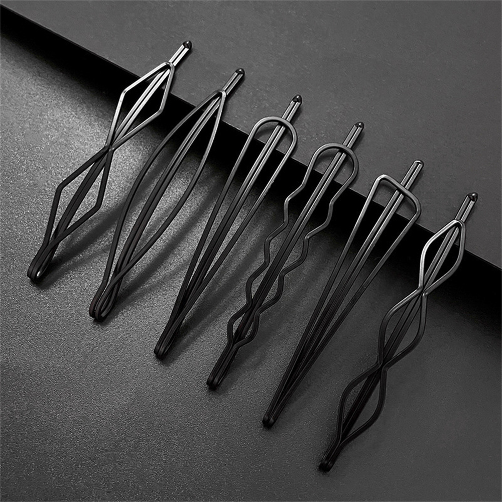 6 stk/sæt sorte hårklemmer bølgede hårnåle metal hårspænder usynlig bb klips bølget hårspænde hårklemme hårklemmer tilbehør