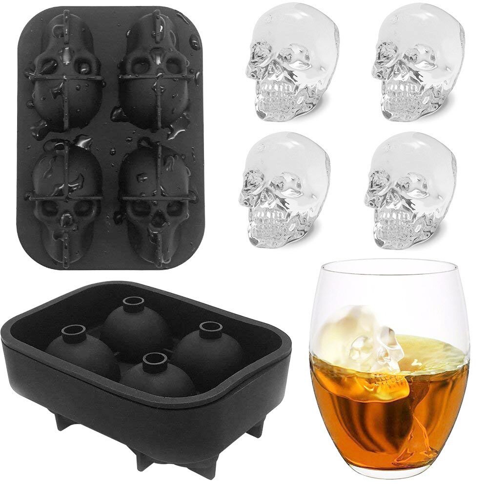 DIY Molds for Bars Silicone Skull Ice Cube Four-in-one Silicone Skull Ice Cube Mold Whiskey Ice Cream 3D Ice Maker