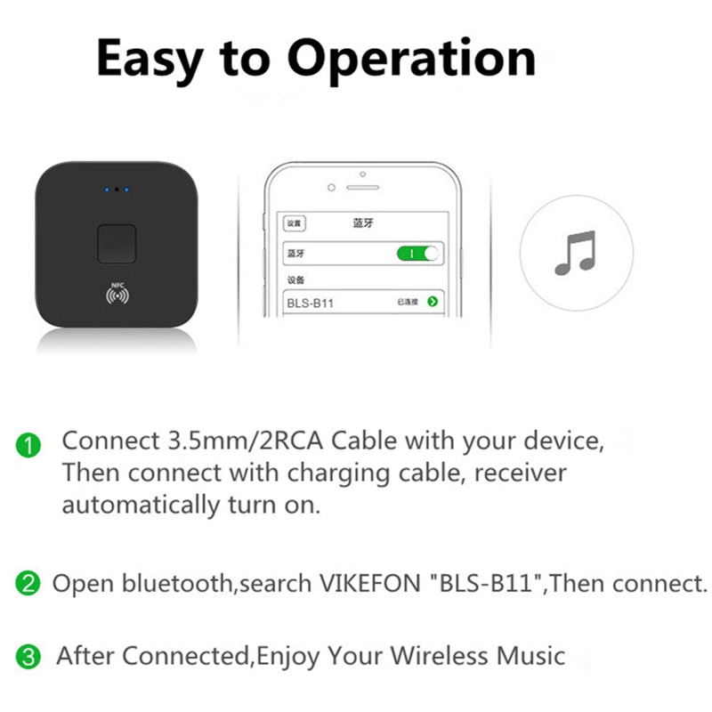 NFC Auto AUX Bluetooth 5,0 Auto Bausatz RCA Empfänger 3,5mm Jack Bluetooth Auto-freisprecheinrichtung A2DP Stereo Audio- kabellos Adapter Auto AUF
