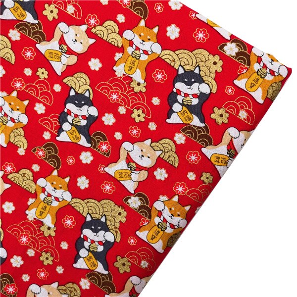 Mantel para coser DIY, colchas hechas a mano, decoración de algodón para el hogar, estampado reactivo de satén, estilo bronce, flor de ciruela, tela de gatos: 45x45cm 1pc / NO.18