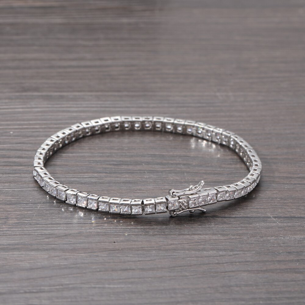 Tennisarmband mit 2.5mm messingkrappenfassungen, zirkonia-schmuck, funkelnd und mit  bb117 besetzt