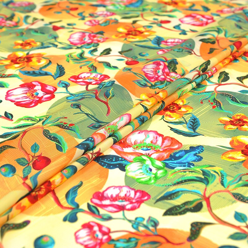 Natural silk double joe fabric cloth per meter 16mm 135 cm wide anti-wrinkle printed clothing shirt dress fabric express