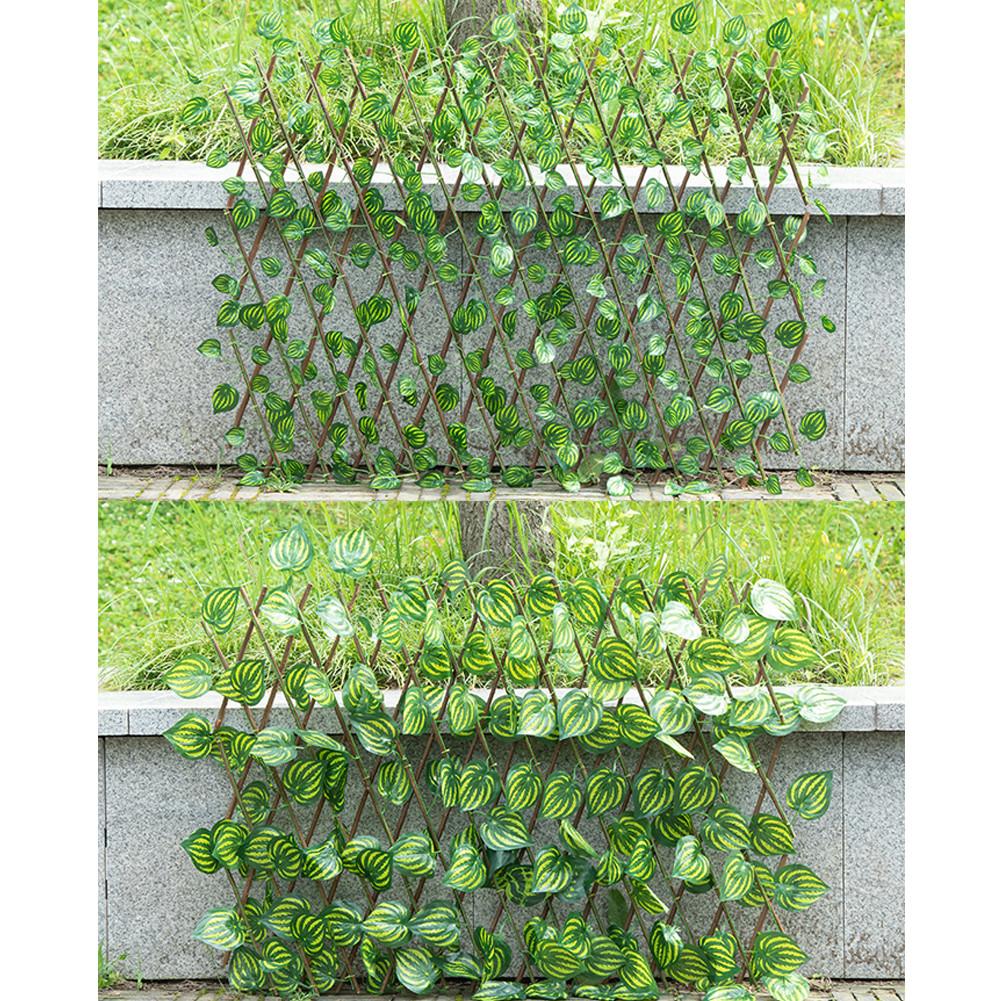 Retractable Artificial Garden Fence Expandable Faux Ivy Privacy Fence Wood Vines Climbing Frame Gardening Plant Home Decorations