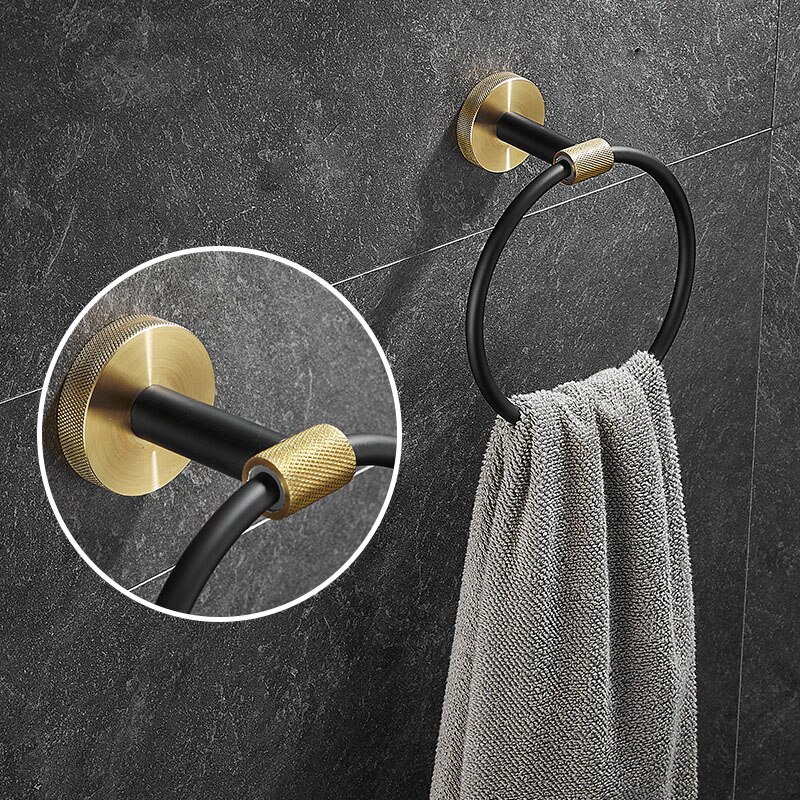 Stainless Steel Bathroom Hardware Set Bathroom Accessories Black Towel Rail Bar Rack Gold Towel Bar Shelf Towel Holder