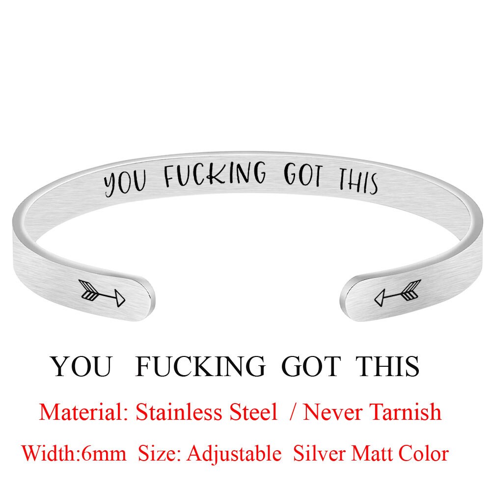 You're A Dadass Stainless Steel Inspirational Cuff Bangle for Women Jewelry Bracelet: LS004