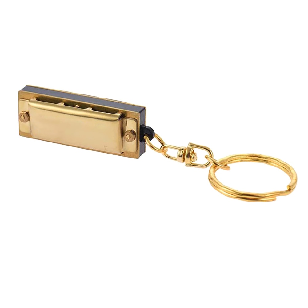 Mini 5 hål munspel c nyckel 10 ton nyckelring gyllene munspel musikinstrument för nybörjare barn