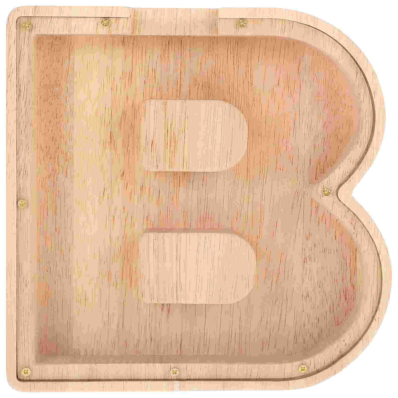 English Letter Saving Pot Wood Coin Bank Funny Letter Desktop Ornament: 18x17.2cm