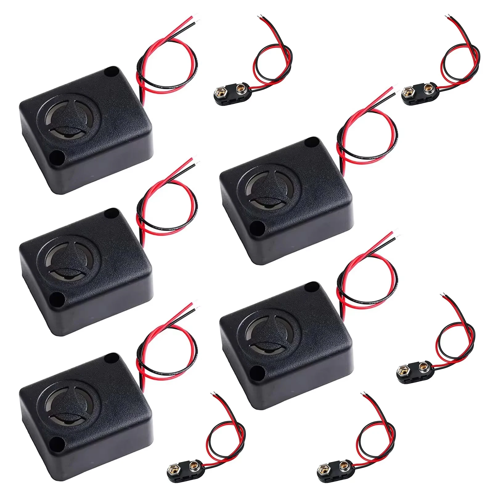 12V DC Zwart Mini Piezo Alarmsirene 110dB Verzekering Kluizen Anti-Diefstal Alarm Hoge Decibel Zoemer voor Auto + 9V Batterij Gesp: SILVER