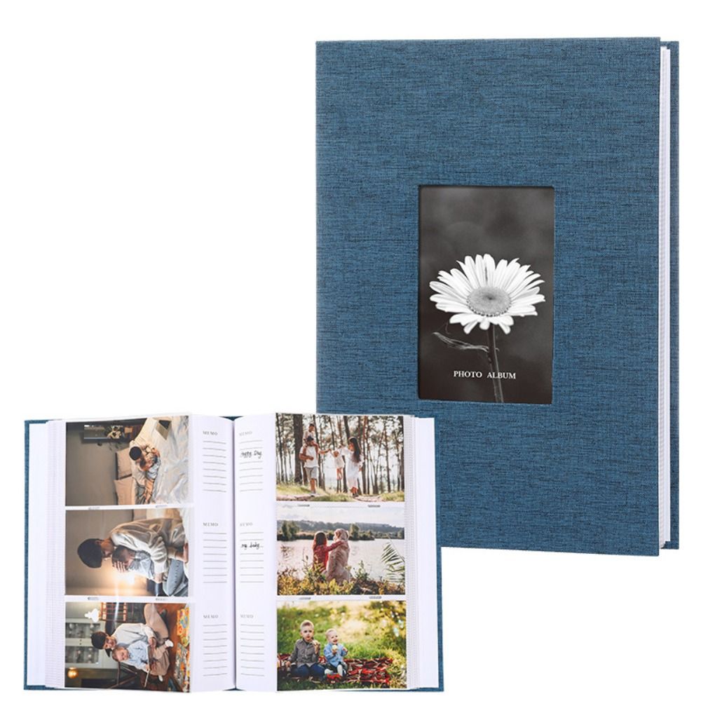 6in Linen Cover Photo Album Interleaf Type 200/300Pics Large Scrapbook Album 100 Pages DIY Memory Book Family Times: Light Grey