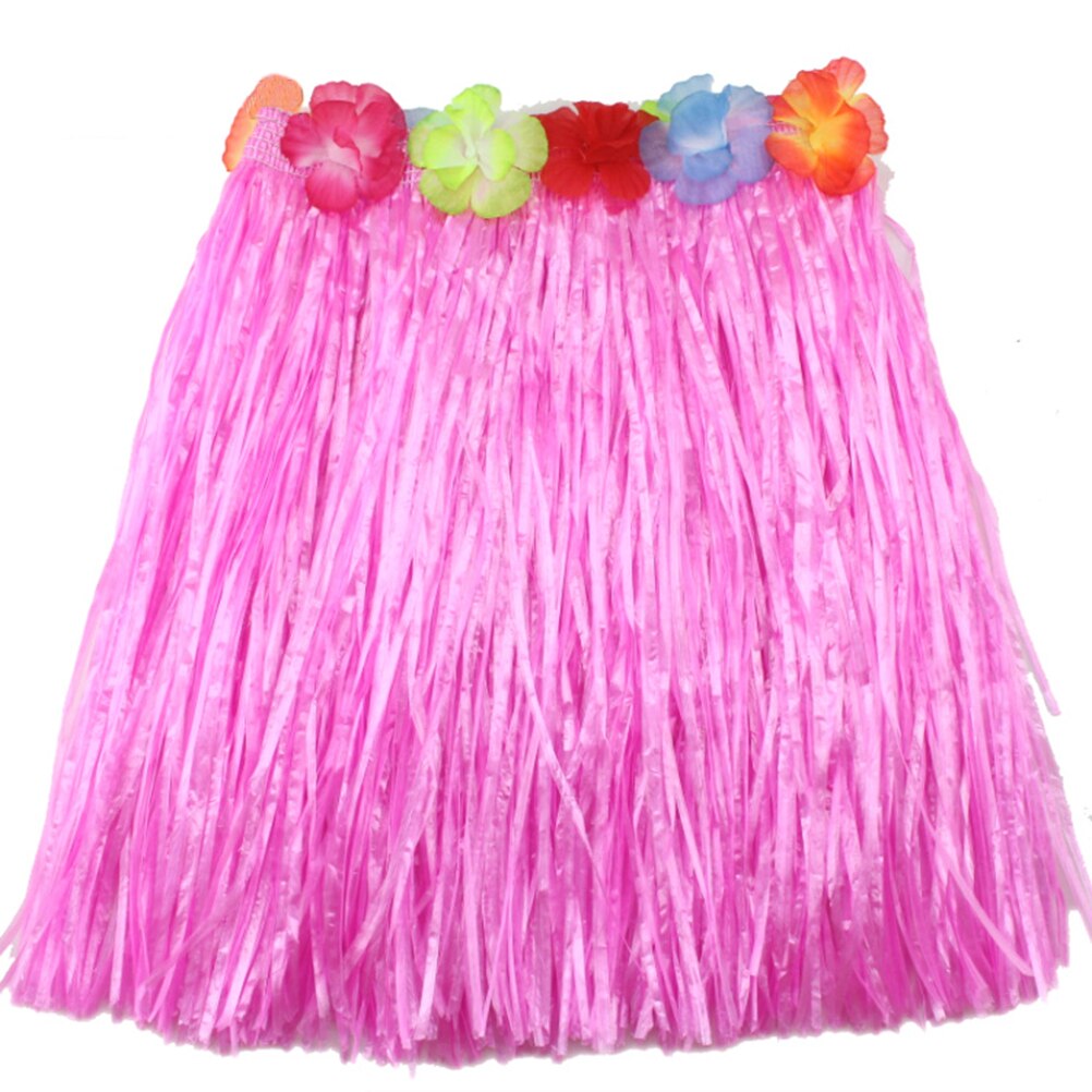 Girls Hula Show Grass Beach Dance Activity Skirt Children 40CM Skirts Wreath Bra Garland Fun Hawaiian Party Supplies: Pink