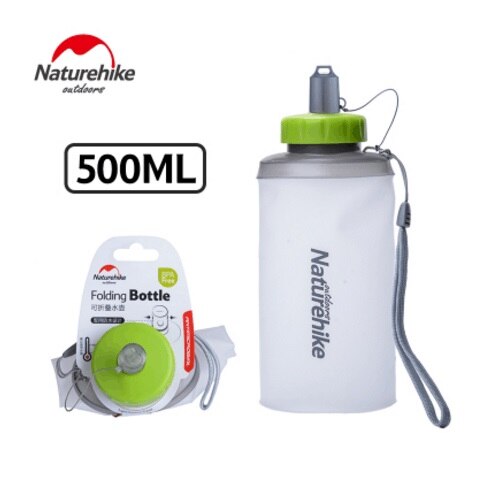 Naturehike sammenleggbar sammenleggbar silikon drikke sports vannflaske vannpose camping reise sykkel flaske vann bag: Hvit 500ml