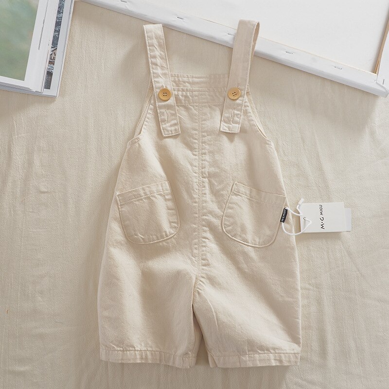Peuter Meisjes Overalls Toevallige Losse Jumpsuit Voor Jongens 2 3 4 5 6 Jaar Baby Broek Mode Kalf Lengte Kinderen jumpsuits: Beige / 24M
