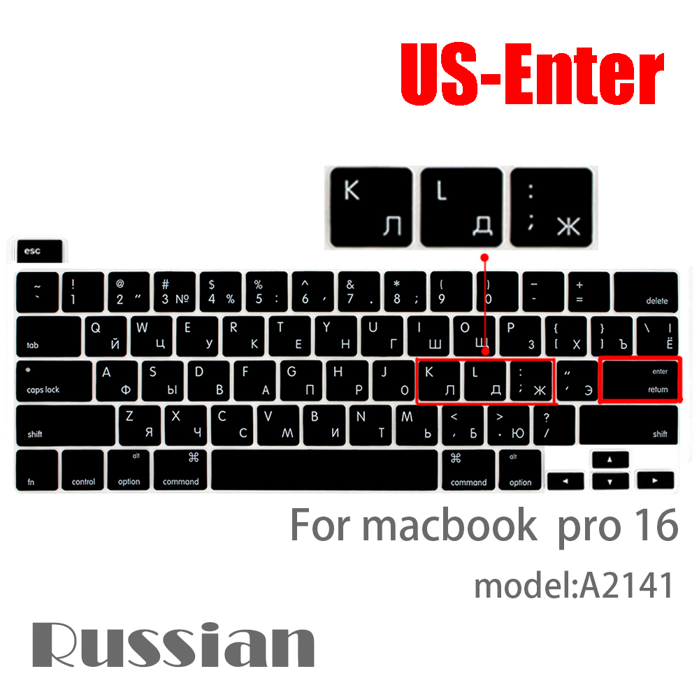Für macbook Profi 16 tastatur Abdeckung Laptop Schutzhülle Film Profi16 zoll A2141 SILIKON tastatur abdeckung russisch Französisch Spanisch Anzeige: uns-Eintreten Russland