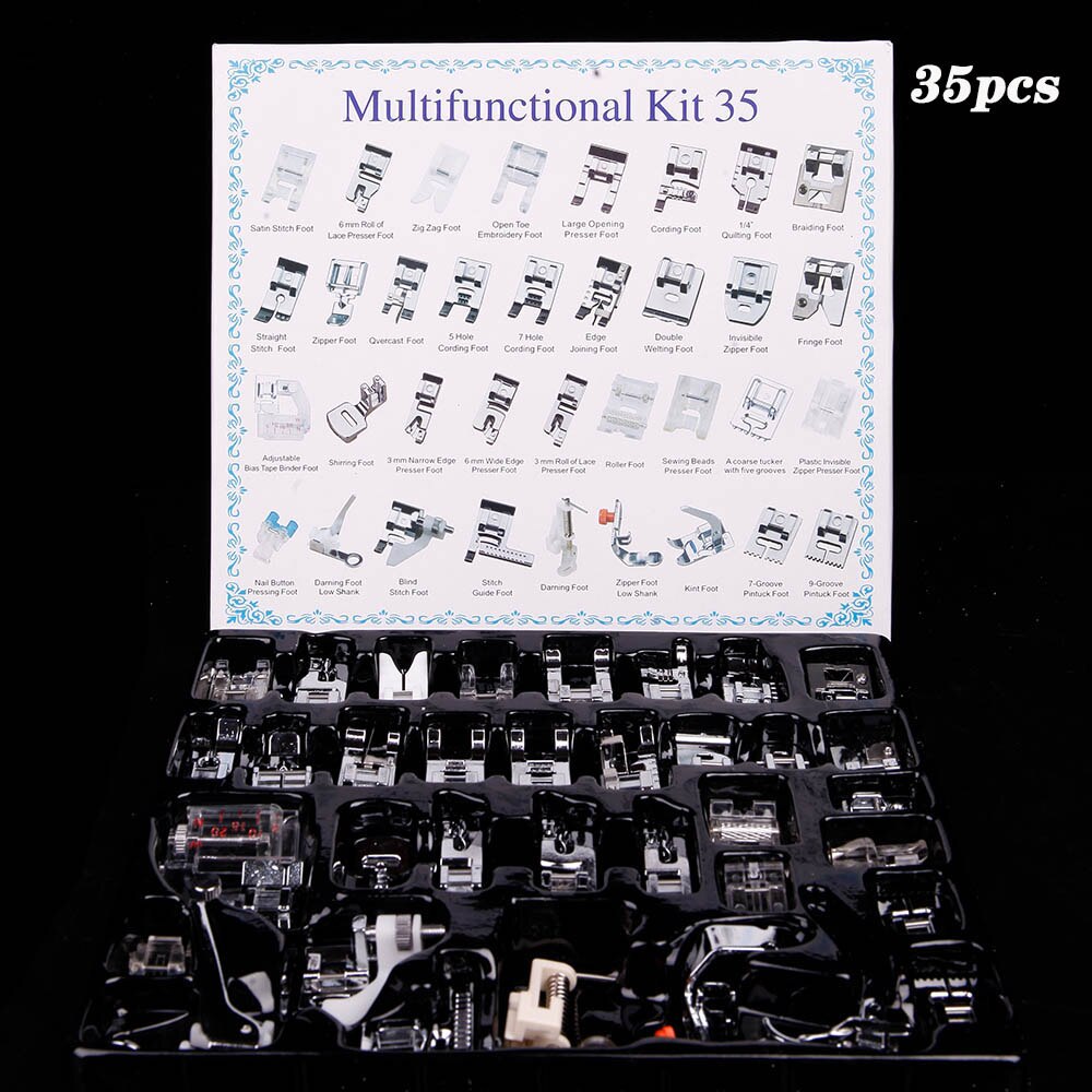 16/32/35/42/45/52/62 Brother Singer Janome Darning Sewing Machine Presser Foot Feet Domestic Braiding Blind Stitch Accessories: Press foot 35pcs