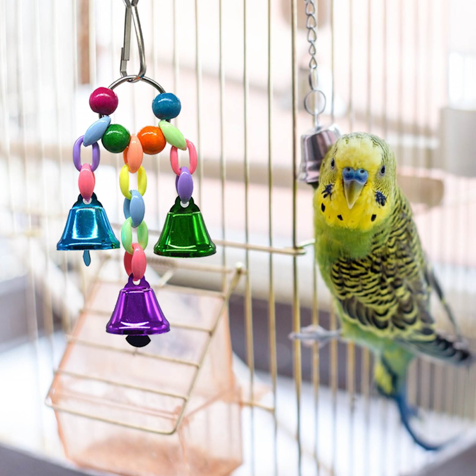 8PCS/set Bird Parrot Swing Toy Hanging Bell Ladders Bird Chew Toy Puppy Parrot Hanging Chewing Toys Bird Training Supplies