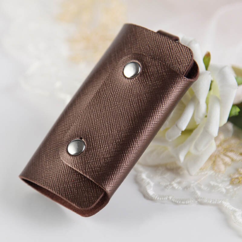 Men Women Key Holder PU Leather Car Key Bag Keychain Bag Case Wallet Holder Cover Chain Key Wallet Pocket Organizer Portable: Brown