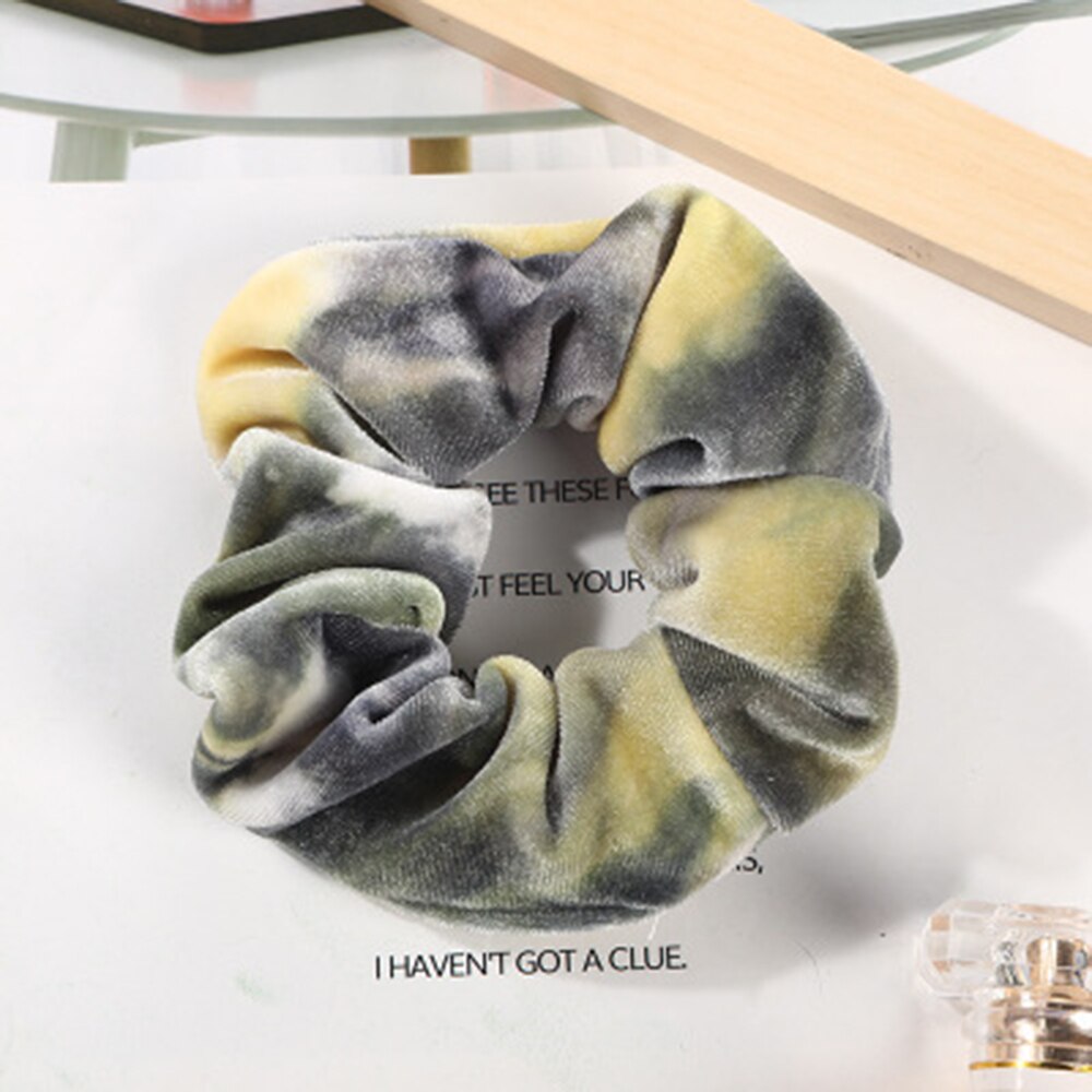 1PC Tie Geverfd Chouchou Fluwelen Haar Accessoires Voor Vrouwen Meisjes Hoofdbanden Elastische Rubber Haar Band Haar Touw Ring Paardenstaart houder