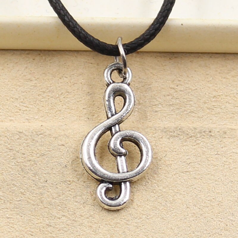 Pingente prateado tibetano, colar com note musical, gargantilha de couro preto com cordão de preço de fábrica joia artesanal