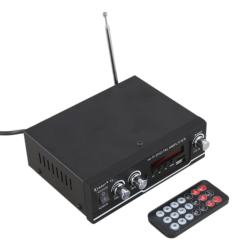 Kinter T2 Hifi Auto Verstärker o 2,0 CH 20W Stereo Klang für Bluetooth USB TF Eingang FM Radio AC220V DC 12V