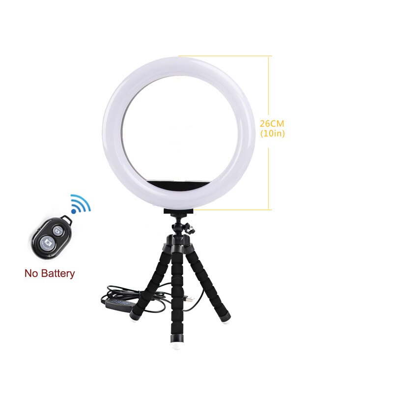 LED Selfie Ring Fill Light 10inch/26CM Dimmable Phone Camera Ring Lamp With 160cm Stand Tripod For Makeup Video Live Studio VK: 26cm and mini tripod