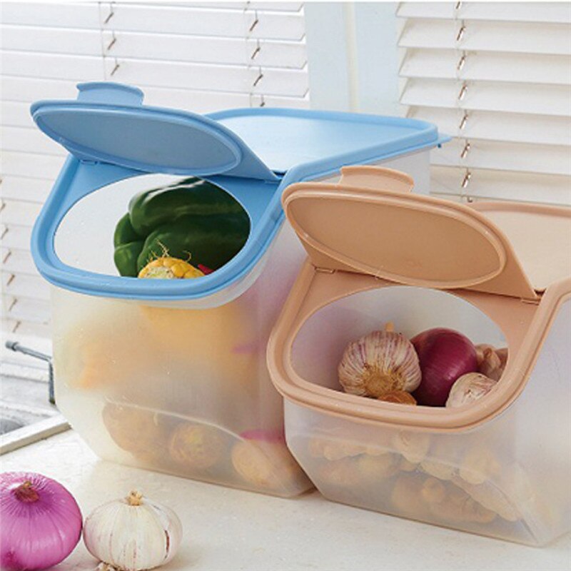 Storage Box Container Kitchen Rice Fruit Storage Box Barrel Grain Large Capacity Candy Snack Dry Grain Food Boxes Slide Cover @C