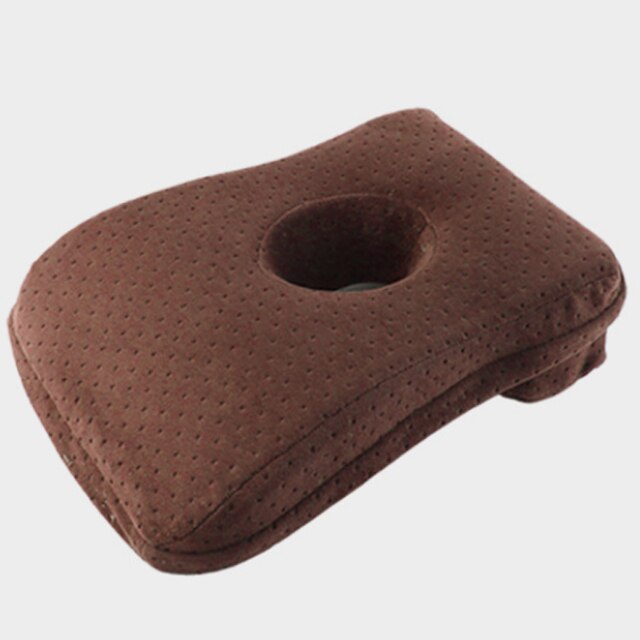 Memory Foam Nap Pillow Office Noon Sleeping Pillow School Table Desk Pillow Breathable With Hole for Face Down Sleeper HM005: Charcoal Mocha
