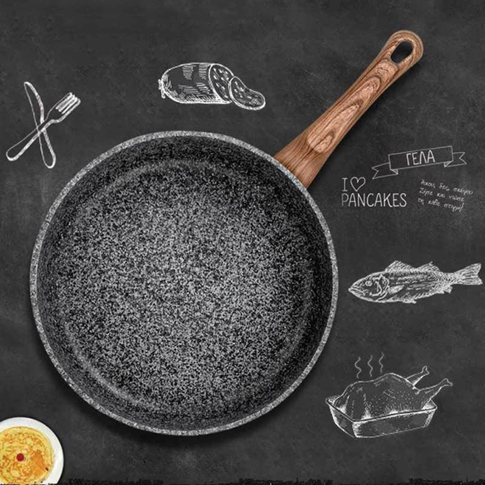 K-star-sartén antiadherente de piedra de mármol con mango de baquelita resistente al calor, sartén de huevo de inducción de granito, apta para lavavajillas