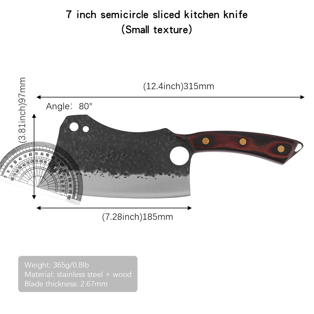 Hammer Blade Knife Ultra Sharp 7 Inch Kitchen Chopping Knife 8 Inch Slicer Cutlery Handmade Forged Butcher Meat Cleaver: B