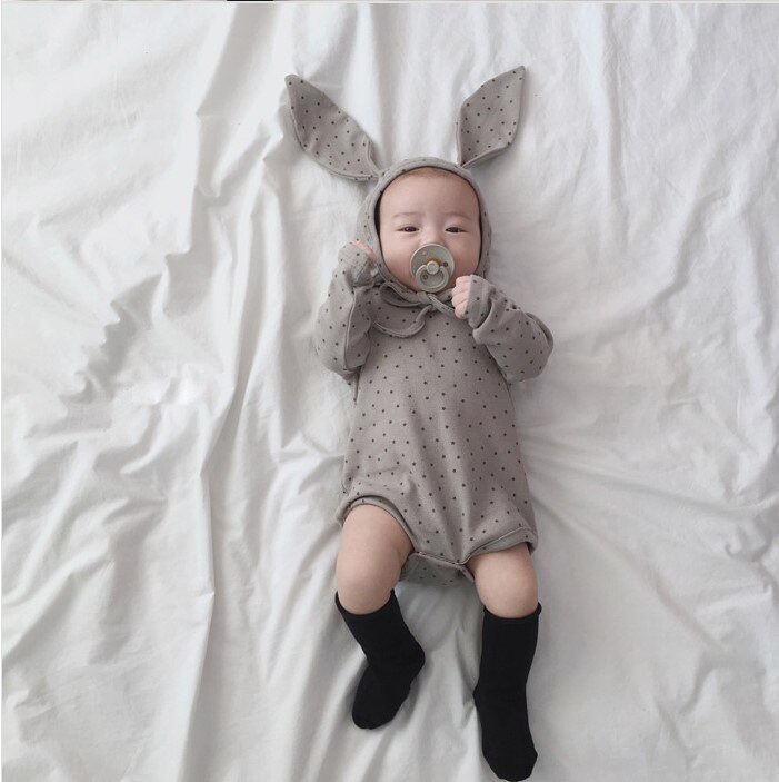 neue Baby Bodysuit Nette Drucken Aus Reiner Baumwolle Baby Herbst Kleidung Junge Mädchen Baby Gesamt Und Große Kaninchen Ohr Hütte Baby Kleidung